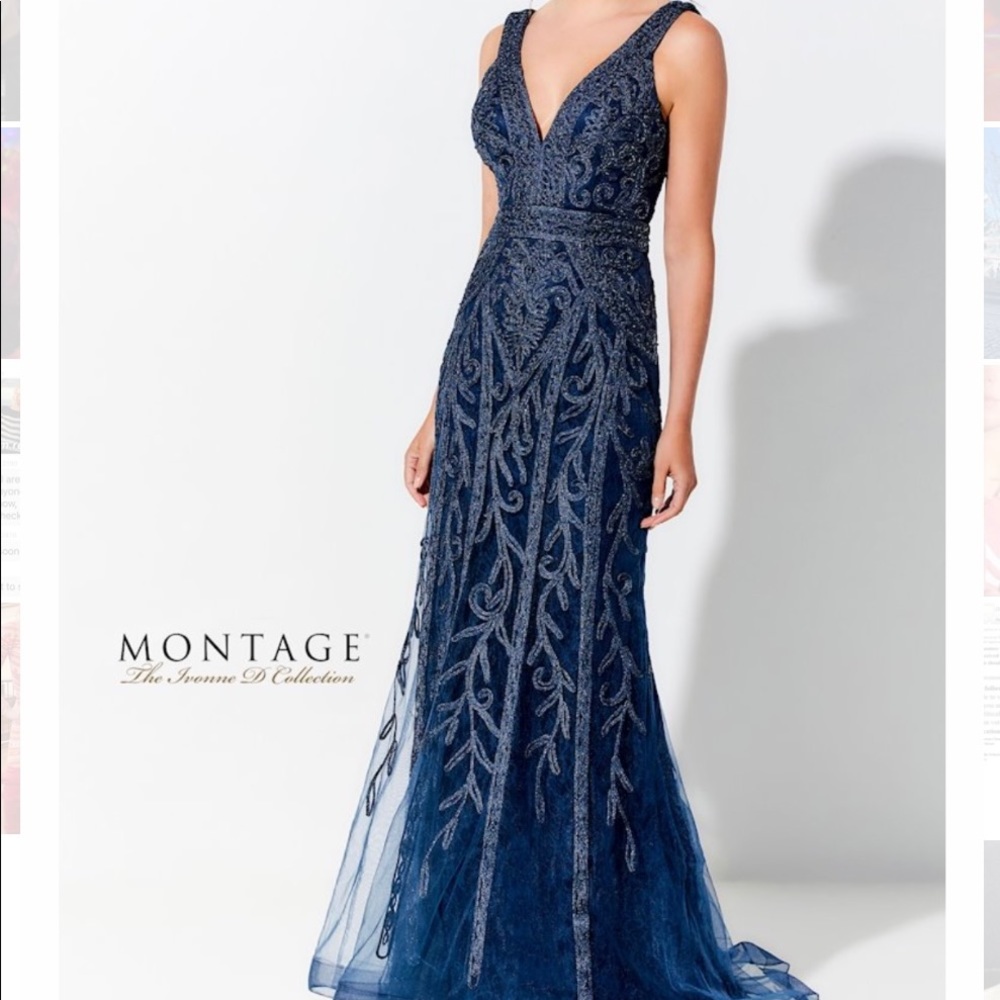 BRAND NEW w/ TAGS Montage by Mon Cheri Ivonne D Mother of the Bride Dress Navy